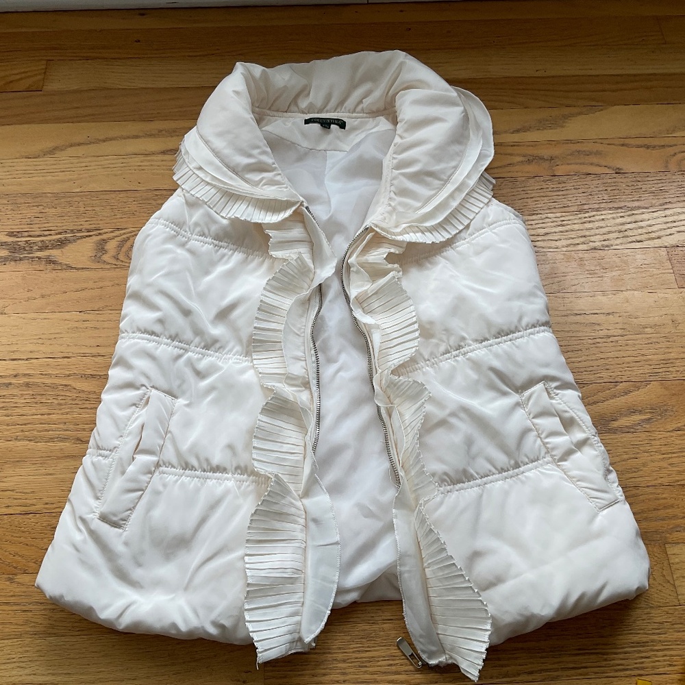 For Cynthia White Puffer Vest Bubblegrunge Front Zip with Pockets M